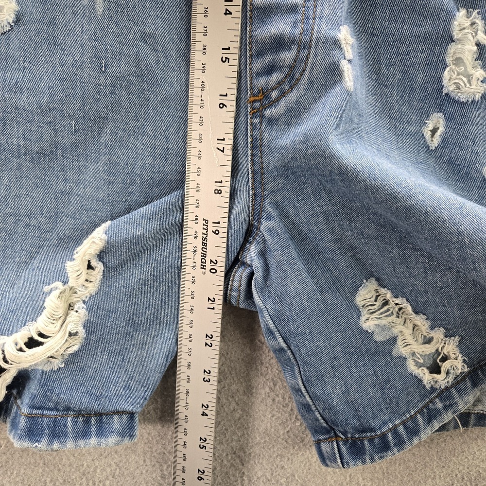 ASOS Denim Women‎ Shorts US 6 Blue Overalls Overall Shorts Distressed 6" Inseam - Picture 7 of 11